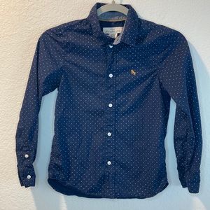 Boys LOGG button down navy & white pok a dot size 9 10 youth